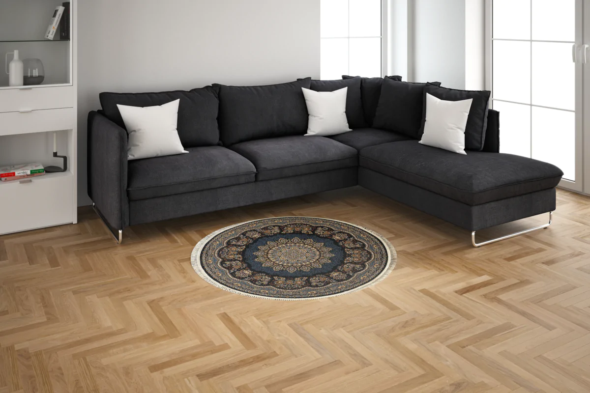 Sarvestan 1000 Reeds Irani Rug BlackBlue Mix Mk