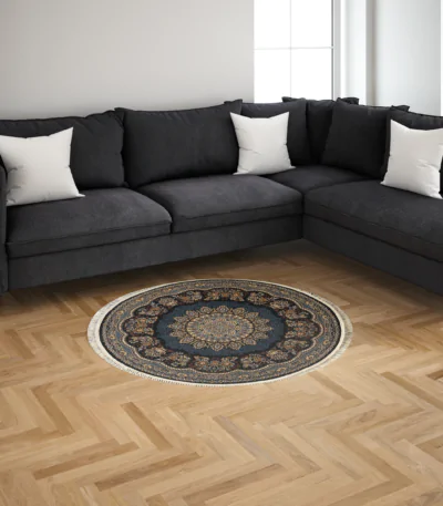 Sarvestan 1000 Reeds Irani Rug BlackBlue Mix Mk