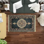 Sarvestan 700 Reeds Irani Rug BlueWhite Mockups
