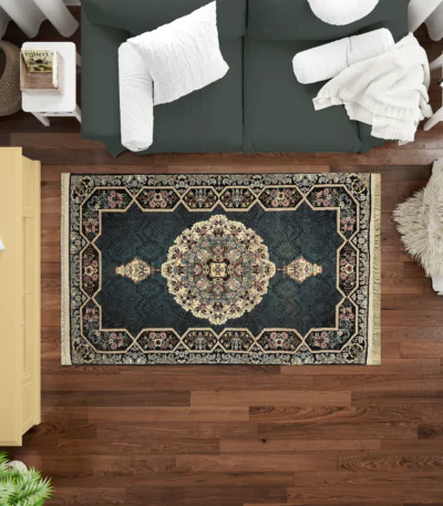 Sarvestan 700 Reeds Irani Rug BlueWhite Mockups