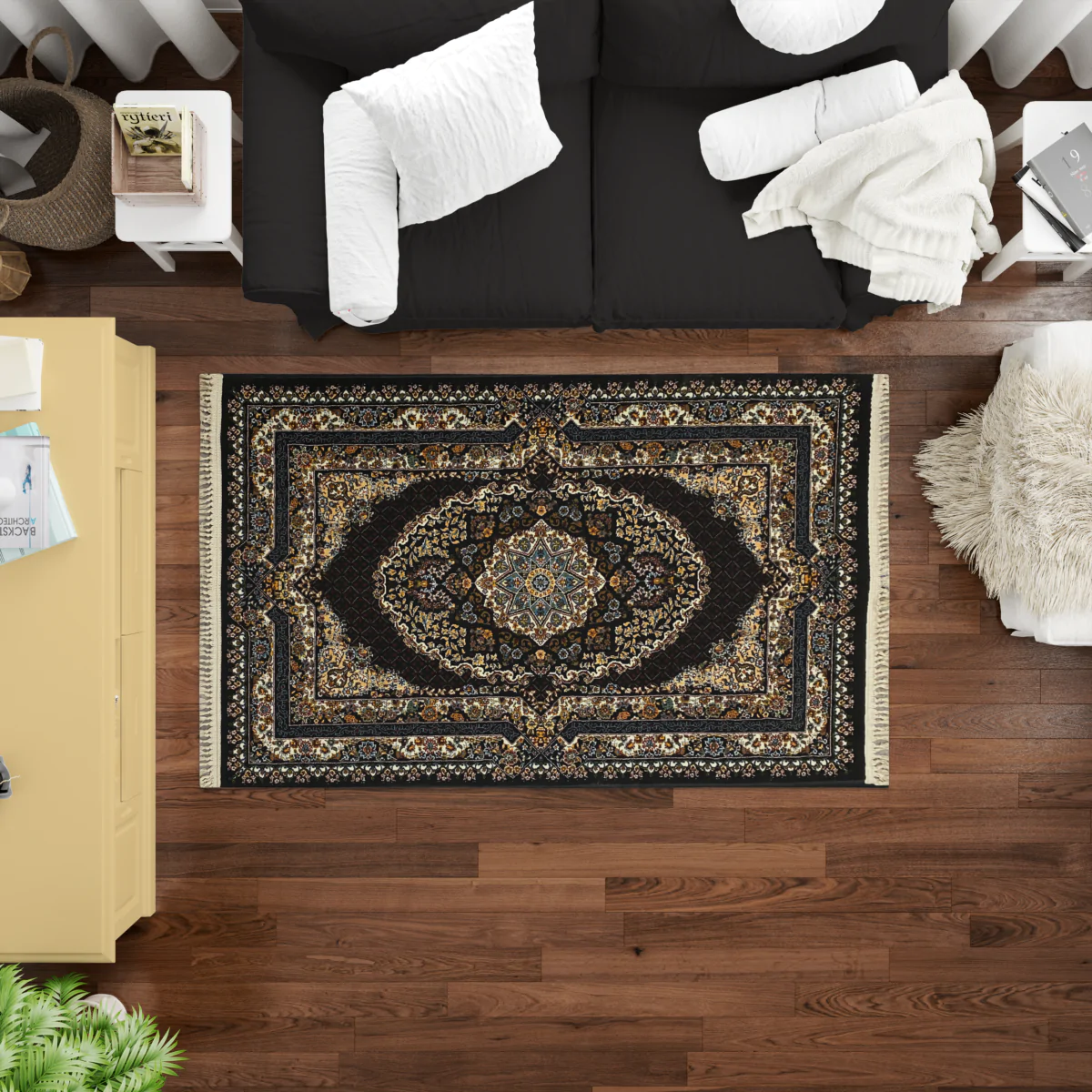 Sarvestan 700 Reeds Irani Rug NavyWhiteMix Mockups