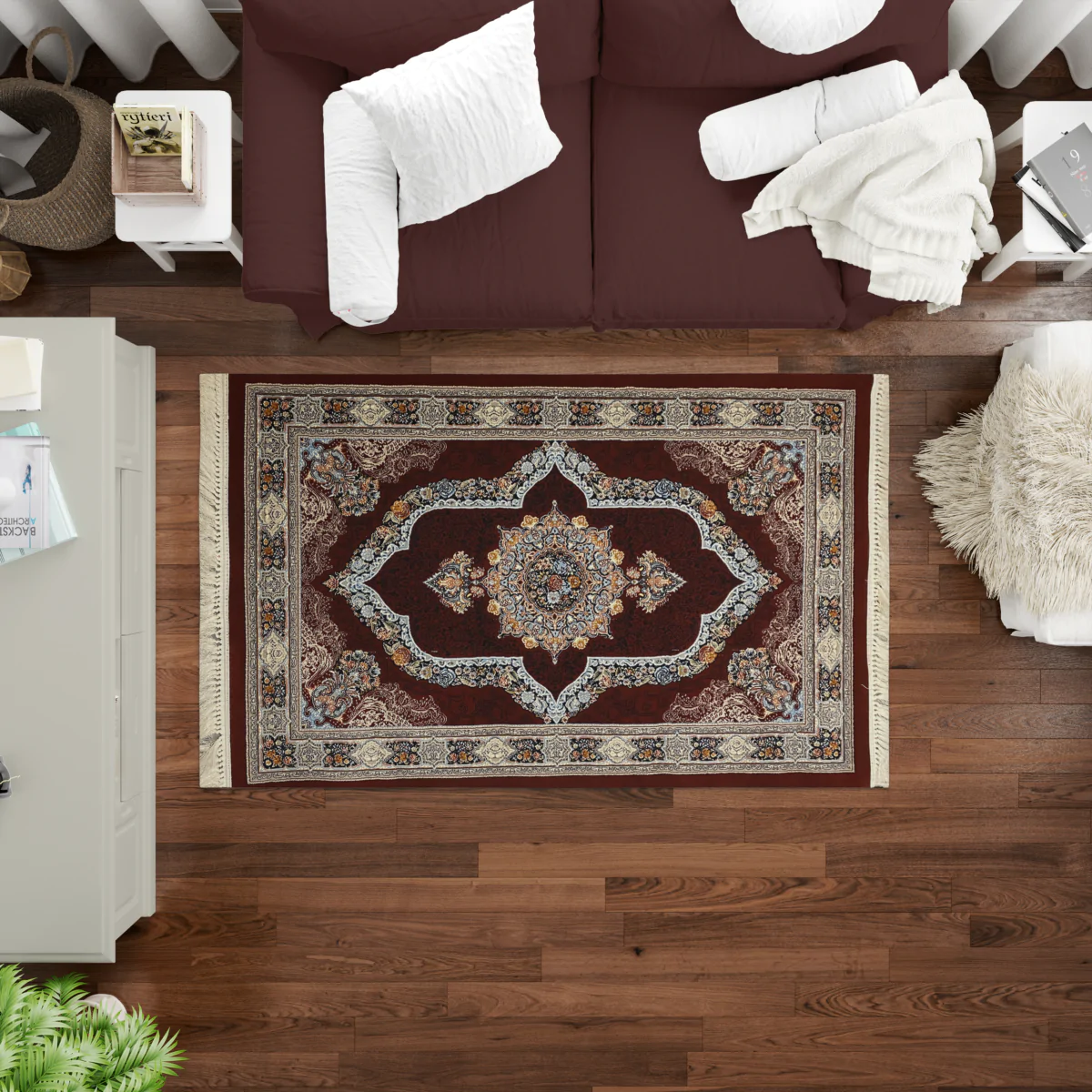 Sarvestan 700 Reeds Irani Rug RedLBlue Mockups