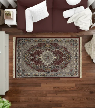 Sarvestan 700 Reeds Irani Rug RedLGrey Mockups