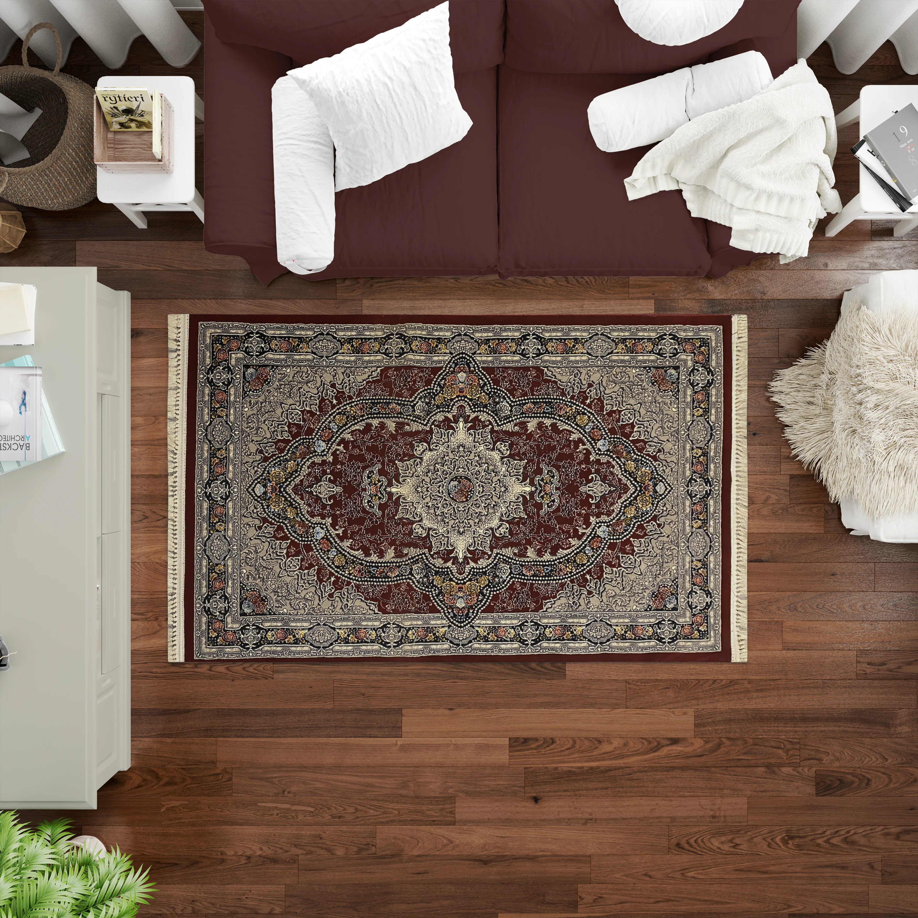 Sarvestan 700 Reeds Irani Rug RedLGrey Mockups