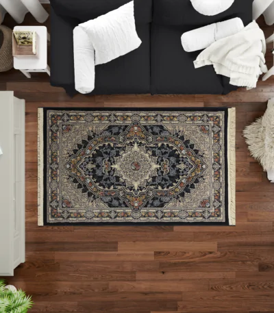 Sarvestan 700 Reeds Irani Rug WhiteBlue Mockups