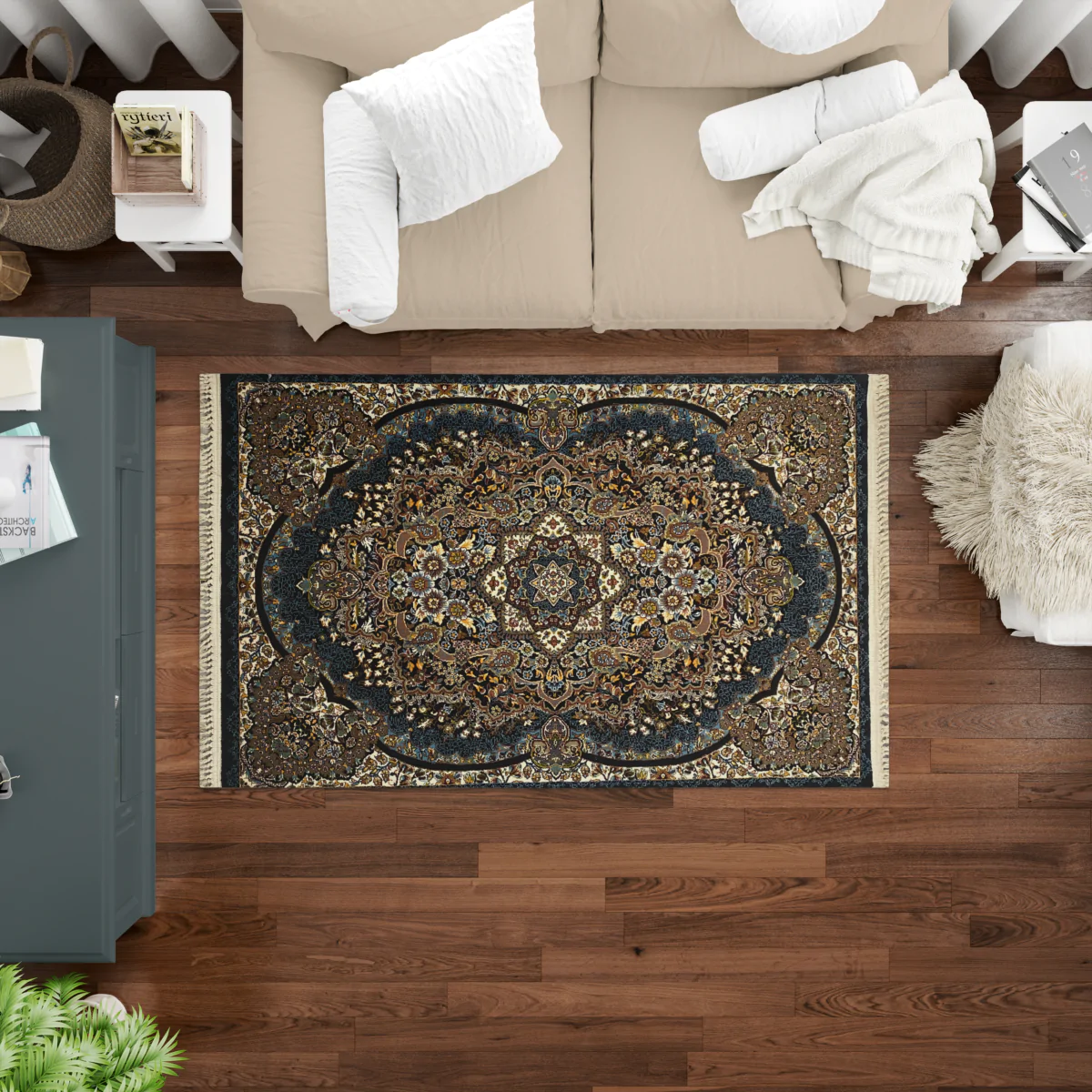 Sarvestan 700 Reeds Irani Rug BlueDesign Mk
