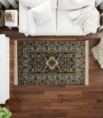 Sarvestan 700 Reeds Irani Rug BlackYellow Mk