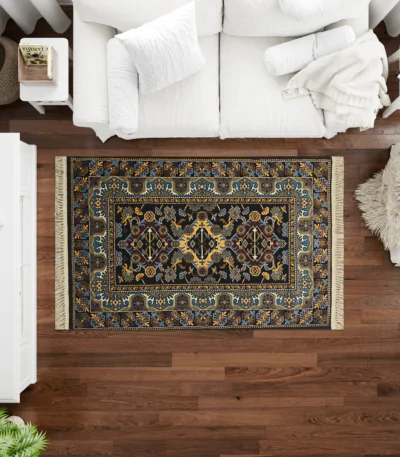 Sarvestan 700 Reeds Irani Rug BlackYellow Mk