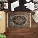 Sarvestan 700 Reeds Irani Rug Navy Design Mockups