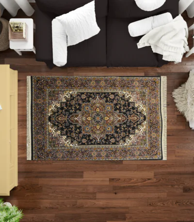 Sarvestan 700 Reeds Irani Rug Navy Design Mockups