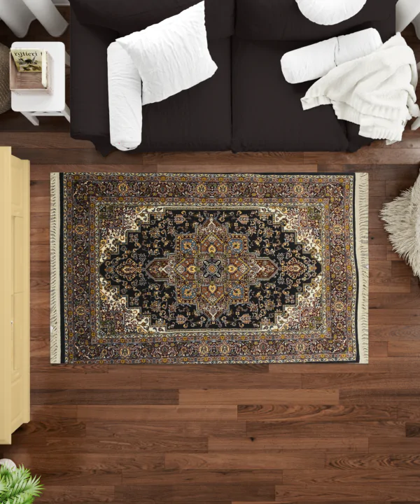 Sarvestan 700 Reeds Irani Rug Navy Design Mockups