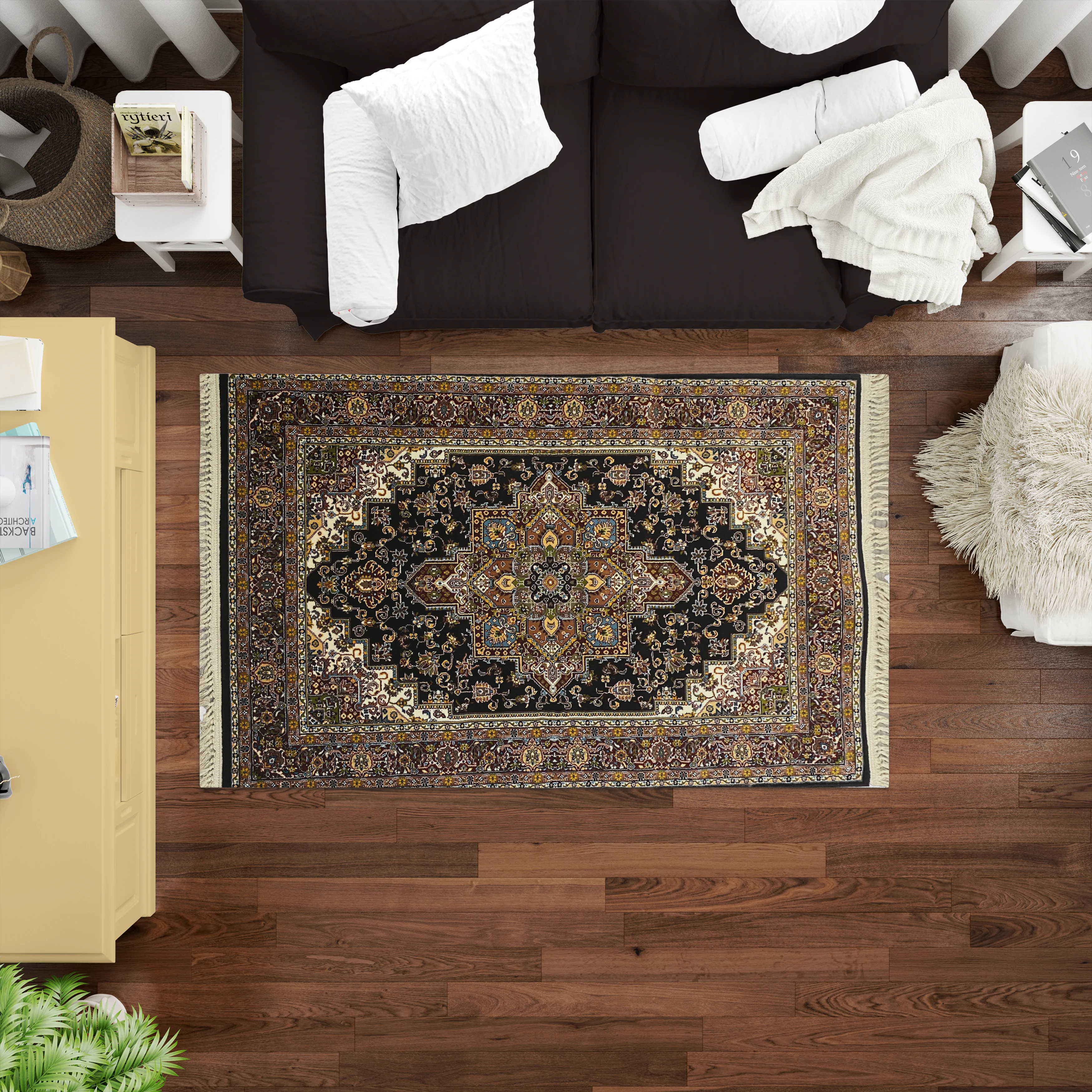 Sarvestan 700 Reeds Irani Rug Navy Design Mockups