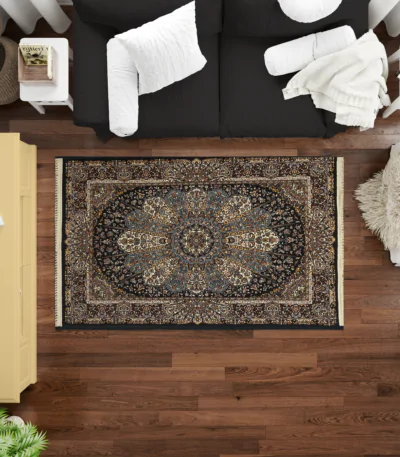 Sarvestan 700 Reeds Irani Rug NavyWhite Design Mockups