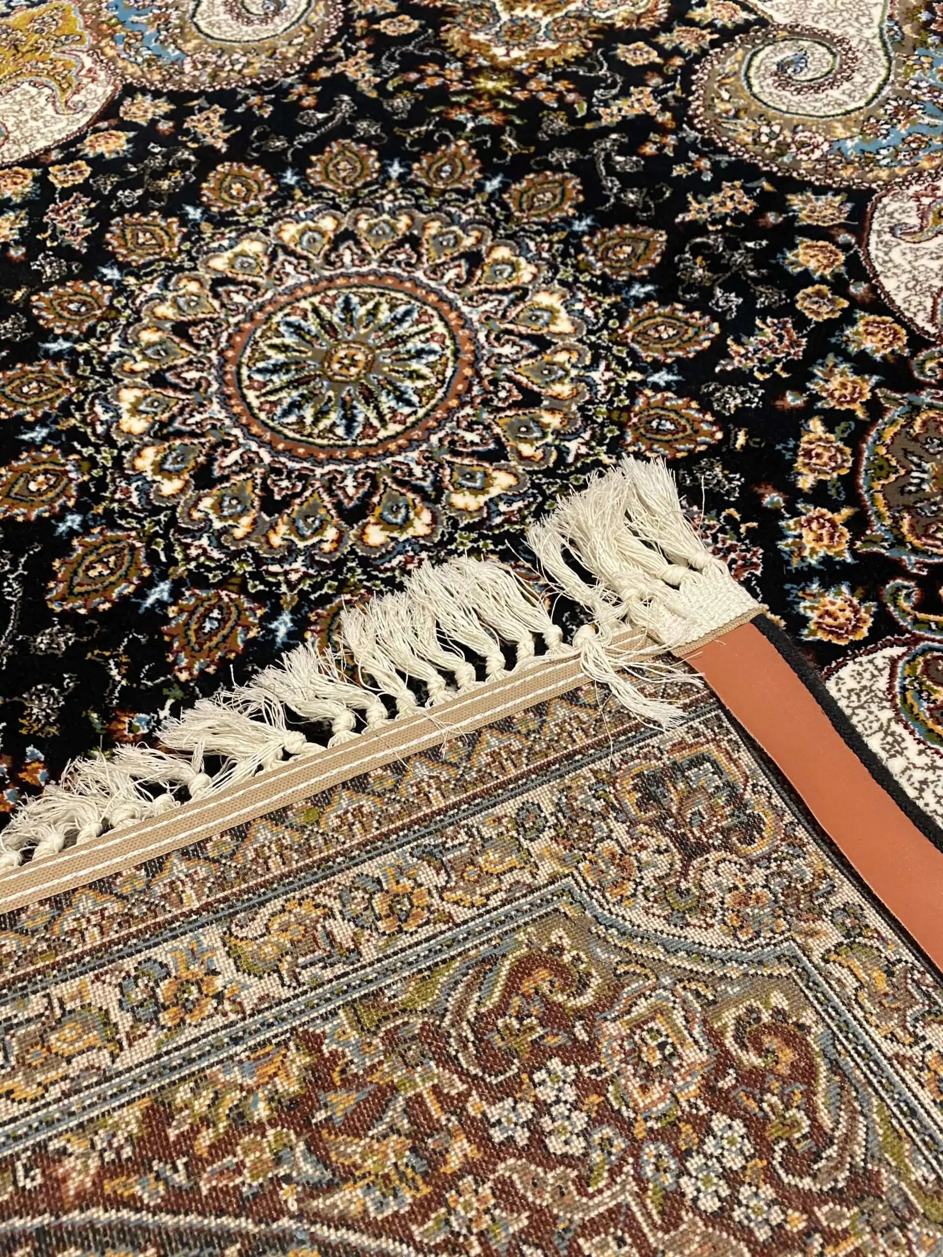Sarvestan 700 Reeds Irani Rug NavyWhite back